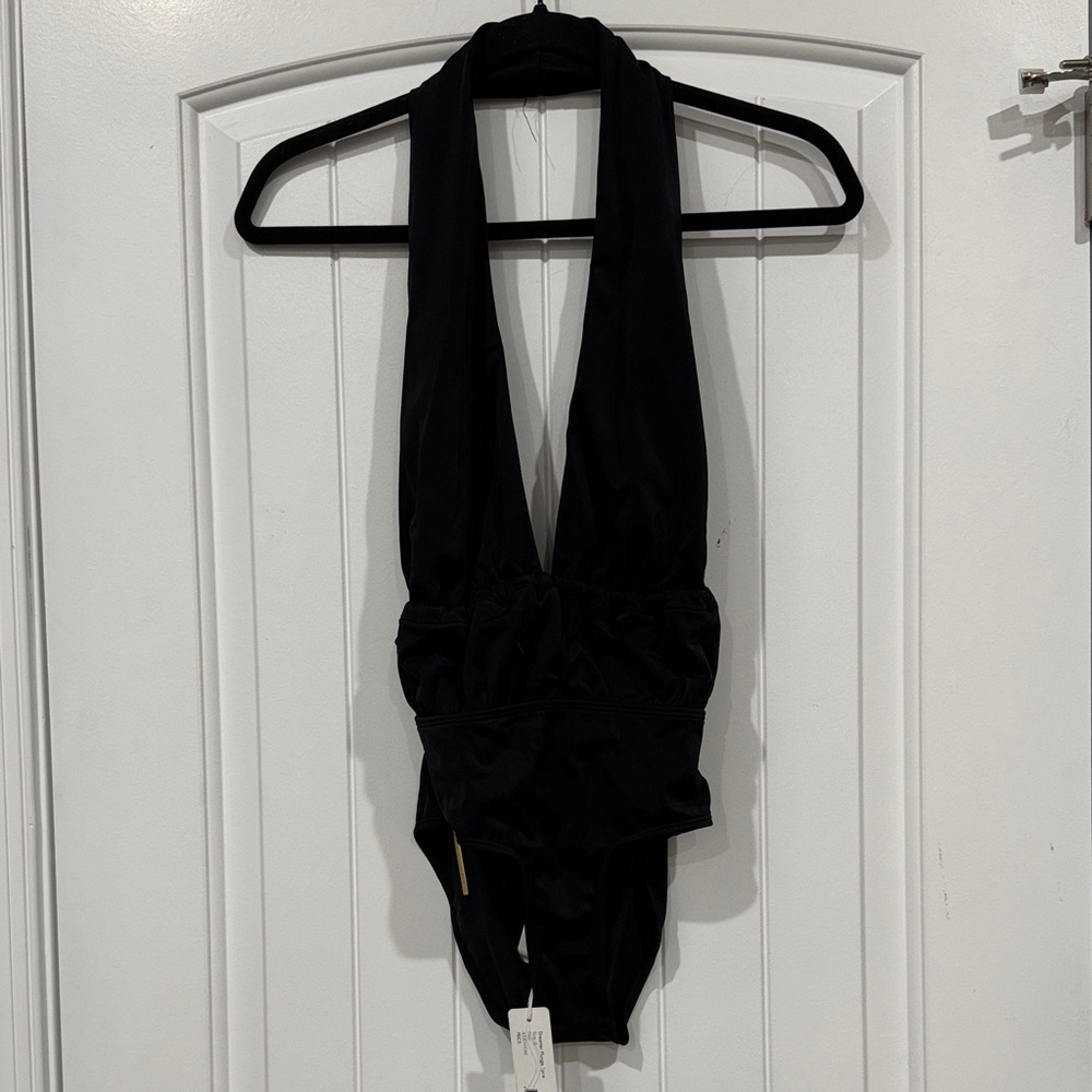 Zimmermann Dreamer Plunge One Piece Swimsuit NWT Black Halter size 0 MSRP $240